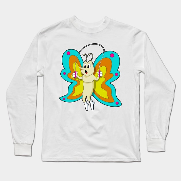 Butterfly at Jumping rope Fitness Long Sleeve T-Shirt by Markus Schnabel